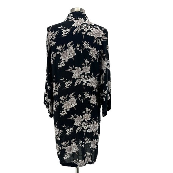 Spiritual Gangster Womens One Size Floral Black Tie Kimono Robe Duster Boho - Picture 5 of 8
